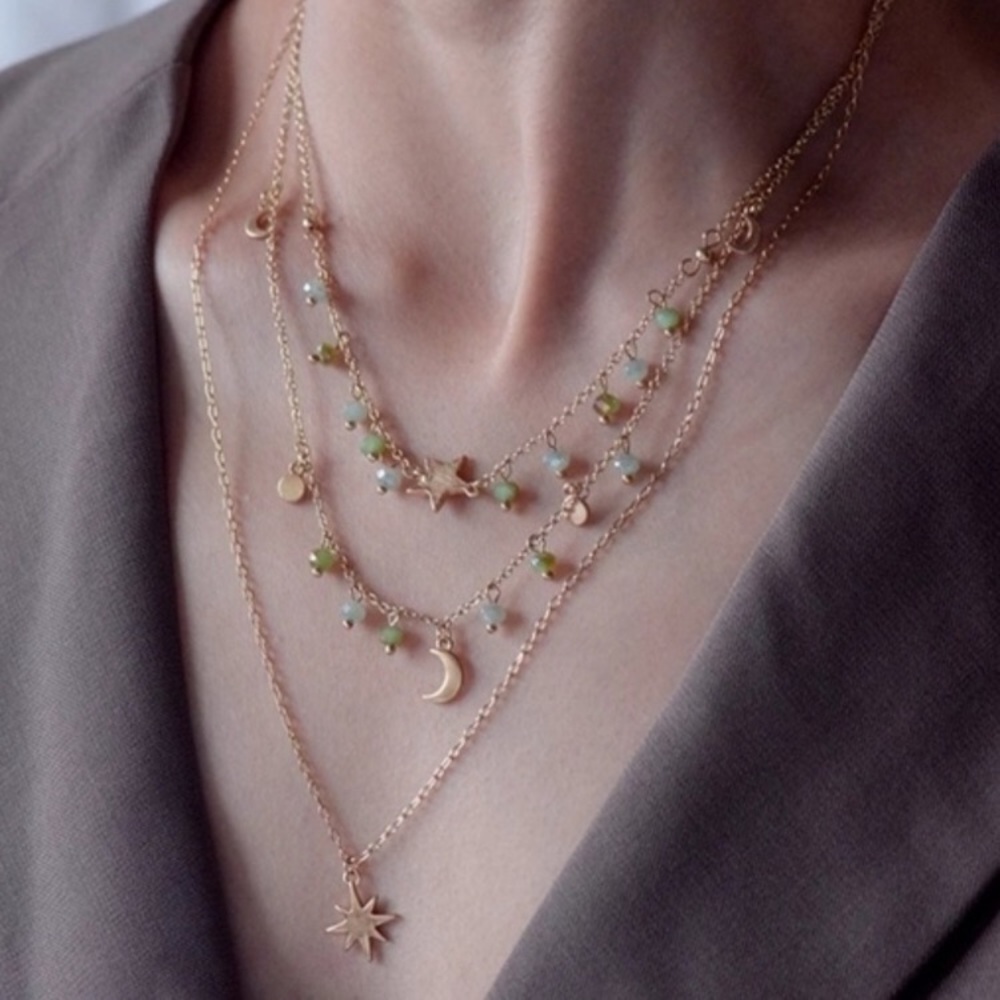 Moon & Stars Charm Layered Necklace - Picture 5 of 6